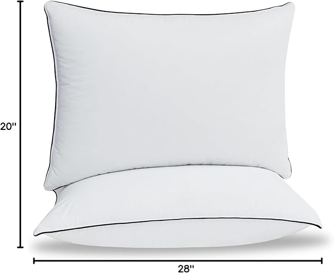 Luxury Down Fiber Pillows Queen Size, Bed Pillows for Sleeping, Pillow for Back, Stomach or Side Sleepers