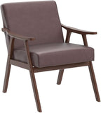 Accent Chair with Microfiber Upholstery and Solid Wood Frame, Classic Mid-Century Modern Living Room Furniture for Extra Seating, Dark Brown