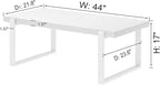 EXCEFUR Small Coffee Table, Modern Minimalist Wood and Metal Center Table for Living Room, Rustic Cocktail Tea Table for Office, White Oak, 44 Inch