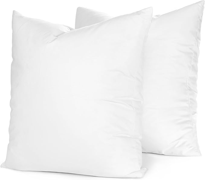 Continental Bedding Throw Pillow Inserts - 26x26, Set of 2, 80% White Goose Down & 20% Feather Fill - Soft Decorative Euro Pillows for Couch, Bed, Sofa & Living Room - Luxurious Comfort & Support