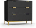 Anmytek Black Dresser for Bedroom, 3 Drawer Dresser with Spacious Storage Modern Wood Chest of Drawers for Bedroom Living Room Chest of Drawers for Hallway H0073