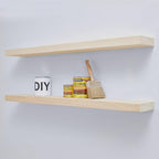 Homeforia 42 inch Wood Floating Shelf, High End Solid Natural Wood 42inch Large Floating Shelves for Wall Mounted, Unfinished Wooden Floating Shelves, Heavy Duty Bracket, 42 X 6.5 X 1.75 in, Set of 3