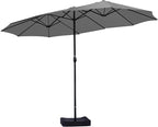 15ft Large Patio Umbrellas with Base Included, Outdoor Double-Sided Rectangle Market Umbrella with Stand, Outside Umbrellas for Poolside Lawn Backyard