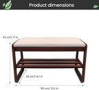 Solid Wood Shoe Rack, 2 Tier Shoe Storage Bench with Cushion Seat, 8 Pair Shoe Organizer for Entryway, Walnut, 32 Inch