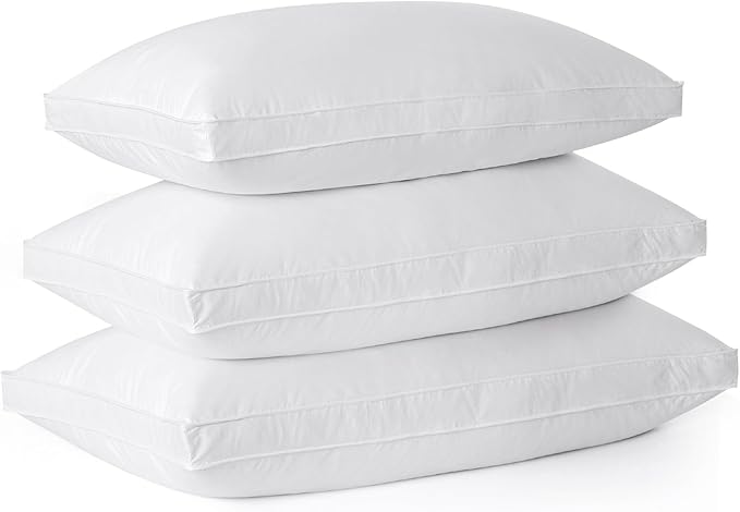 Bafode Goose Feathers Down Pillows, Pillows Standard Size Set of 2, Cotton Cover,Gusseted Hotel Collection Bed Pillow for Back, Stomach or Side Sleepers