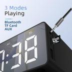 IHAO 7in1 Multifunctional Digital Alarm Clock with 15W Fast Wireless Charger Bluetooth Speaker LED Display Clock FM Radio TF Card, AUX Input, USB Port Dual Alarm for Bedroom and Office-BT510 Black