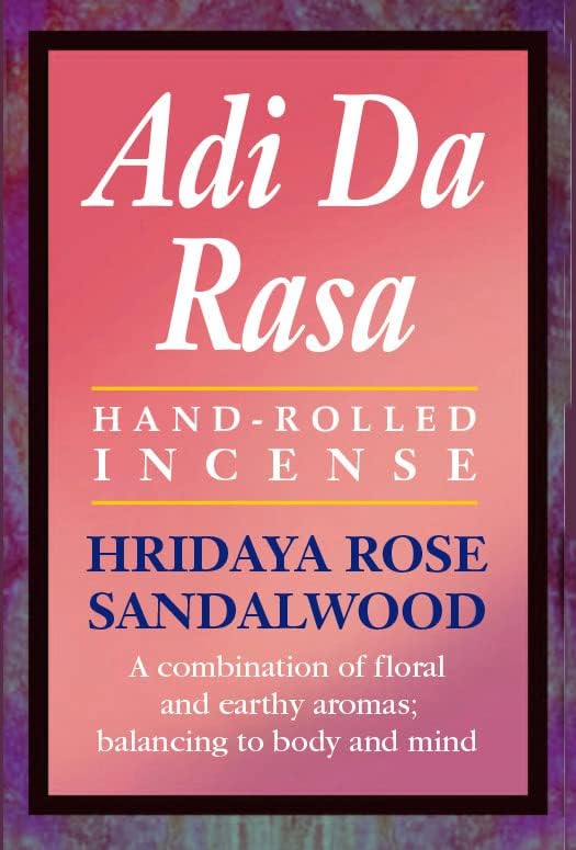 Adi Da Rasa Hridaya Rose Sandalwood Incense, 25gms Natural Hand Rolled. Quality Incense Sticks for Purification, Relaxation, Positivity, Yoga, Meditation, Natural and Handmade in India