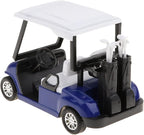 6 Pack: Diecast Golf Carts Toy with Clubs, Alloy Metal Mini Model 1:20 Scale Golfcart Pullback Vehicles for Golfing Themed Office Desk Decor, Bulk Birthday Party Cake Decorations (4.75 Inches)