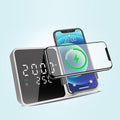 IHAO Multifunctional Alarm Clock with Wireless Charging for Phone 15W Fast Charger Large LED Display Temperature Phone Bracket for Bedside & Desk-W5 White