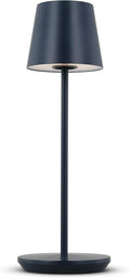 Generation Lighting Mena Accent Rechargeable Table Lamp – 14.5” Hague Blue Steel Lamp with 3-Way Base Switch, 2.4W Up/Down LED at 2700K, 260 Lumens, USB-C, Wet Rated (8000701-224)