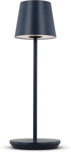Generation Lighting Mena Accent Rechargeable Table Lamp – 14.5” Hague Blue Steel Lamp with 3-Way Base Switch, 2.4W Up/Down LED at 2700K, 260 Lumens, USB-C, Wet Rated (8000701-224)