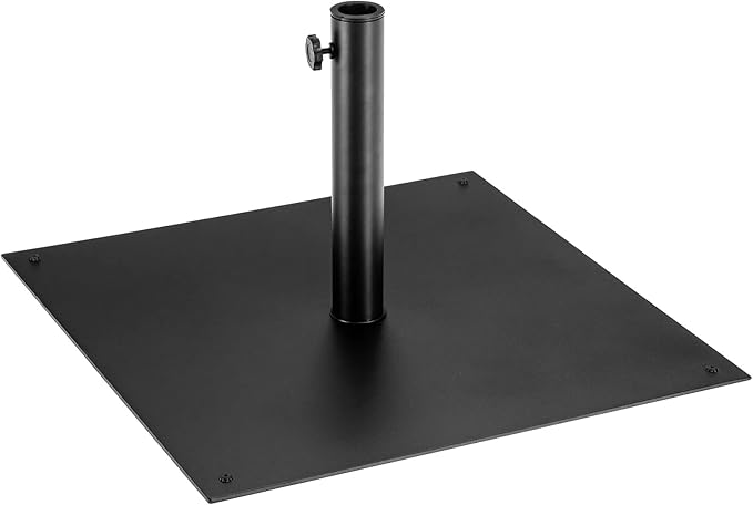 Giantex Square Umbrella Base, 40 LBS Steel Heavy Duty Patio Market Umbrella Stand with 2 Adapters, 25 Inch Outdoor Plate Stand with Adjustable Foot, Suitable for Backyard, Deck, Poolside, Patio