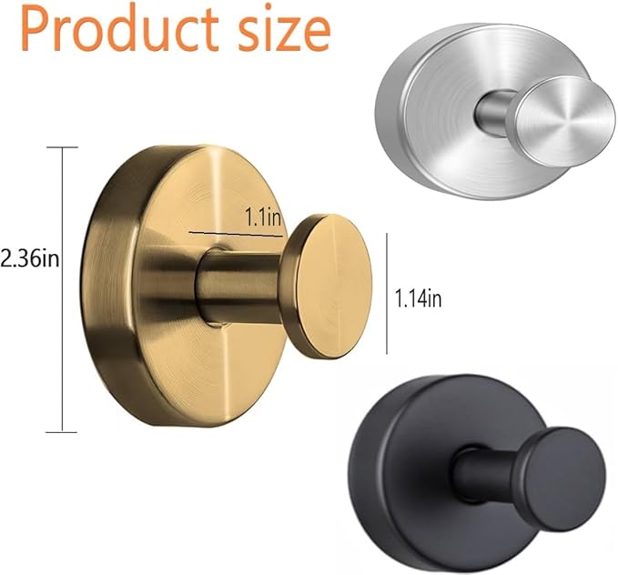 Suction Cup Hooks for Wreaths,2025 New No Drill Suction Cup Hooks for Shower Hanging Towels,Removable Reusable Stainless Steel Towel Hooks for Bathroom Wall,Kitchen,Robes (Gold)