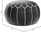 Premium Moroccan Leather Pouf - Handmade - Delivered Stuffed - Ottoman, Footstool, Floor Cushion (Dark Brown)