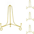 Iron Plate Stands for Display, Foldable Book Holder & Easel Stand for Sign, Versatile Poster Stand and Small Plate Stand for Home Decor, Art, Photo Frame, Card, Crystal Display (Gold, 4 inch (4Pcs))
