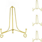 Iron Plate Stands for Display, Foldable Book Holder & Easel Stand for Sign, Versatile Poster Stand and Small Plate Stand for Home Decor, Art, Photo Frame, Card, Crystal Display (Gold, 4 inch (4Pcs))