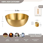 5 Inch Brass Bowl, Incense Holder for Large Sticks/Cones, Small Copper/Gold Decorative Offering Bowl, Sound Bowl, Ash Catcher for Altar, Meditation