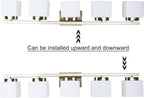 5 Light Brushed Nickel Vanity Lighting Fixture with Milky White Glass Shade for Bathroom Over Mirror, 40 Inches