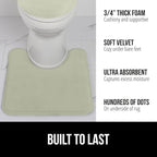 GORILLA GRIP Thick Memory Foam Toilet Rug for Bathroom, U Shaped Washable, Soft Absorbent Velvet Topside Floor Mats, Machine Wash, Cushioned Luxury Mat Rugs for Bath Room, 22.5 x 19.5, Sage