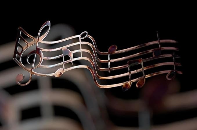 Music Staff and Notes Metal Wall Art Décor Copper/Bronze Plated 24" x 9 1/2"