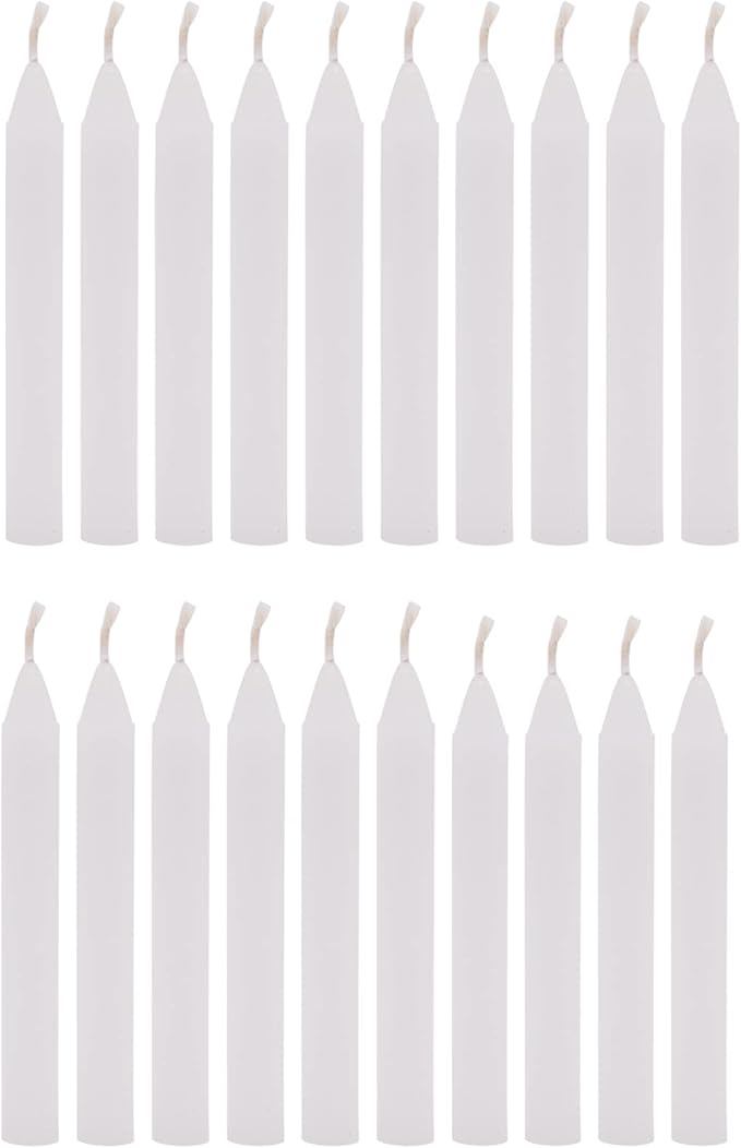 Alternative Imagination White Chime Candles - 20 Pack of Unscented 4 Inch Mini Taper Candles - Dripless Long Burning Ritual Candles for Meditation, Spell Work, Cleansing, Peace & Home Decor