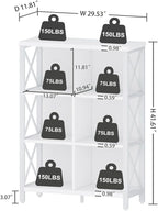FATORRI 6 Cube Storage Organizer Shelf, Wood and Metal Cubby Bookshelf, Modern Cube Book Shelf (White Oak)