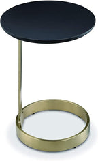Michelle C Side Table – Modern Luxury End Table with Bright Brass Legs & Black Top, Commercial Grade Quality for Living & Bedrooms