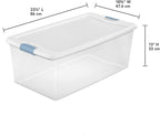 Sterilite 8-Pack Latching Box, Under Bed Storage Bins with Lids, Clear Plastic, 106 Quart - Heavy-Duty Organizing Containers for Closet, Bathroom, and Office