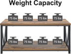 EXCEFUR Modern Coffee Table, Industrial Metal and Wood Living Room Table with Storage Shelf, Rustic Brown