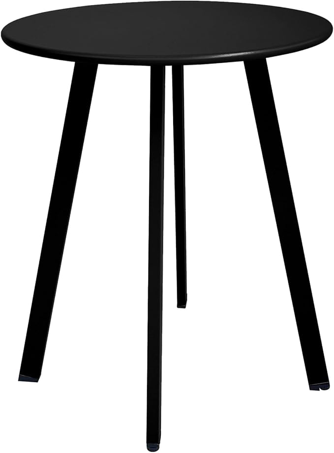 Outdoor Side Table, Weather Resistant Patio Small Side Table Outdoor Indoor Round Metal Steel Small Table, Waterproof End Table for Garden Balcony Yard, Black