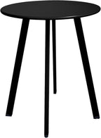 Outdoor Side Table, Weather Resistant Patio Small Side Table Outdoor Indoor Round Metal Steel Small Table, Waterproof End Table for Garden Balcony Yard, Black
