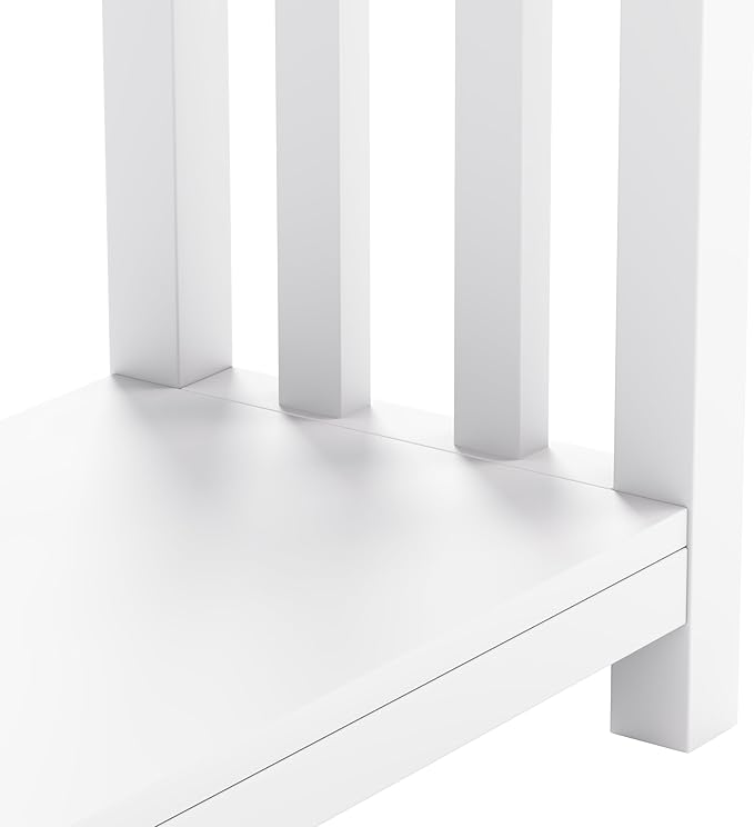 ChooChoo Farmhouse End Tables Set of 2, Narrow Side Tables for Small Spaces, Night Stands with Storage Shelf for Living Room and Bedroom, White and Brown