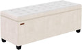 Velvet Storage ottoman bench with legs,43.5”W x 15.7”D x 15.7”H,metal frame end of bed bench hold up to 770 LB,Large Storage Chest hold up to 770 LB,White UASND623W