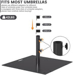 Sundale Outdoor Umbrella Base 40lbs with Stainless Steel Umbrella Tube, Heavy Duty Square Steel Umbrella Stand with Roller, Black