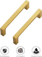 Ravinte 5 Pack Solid 4 Inch Kitchen Square Cabinet Handles Brushed Brass Cabinet Pulls Drawer Pulls Kitchen Cabinet Hardware Handles