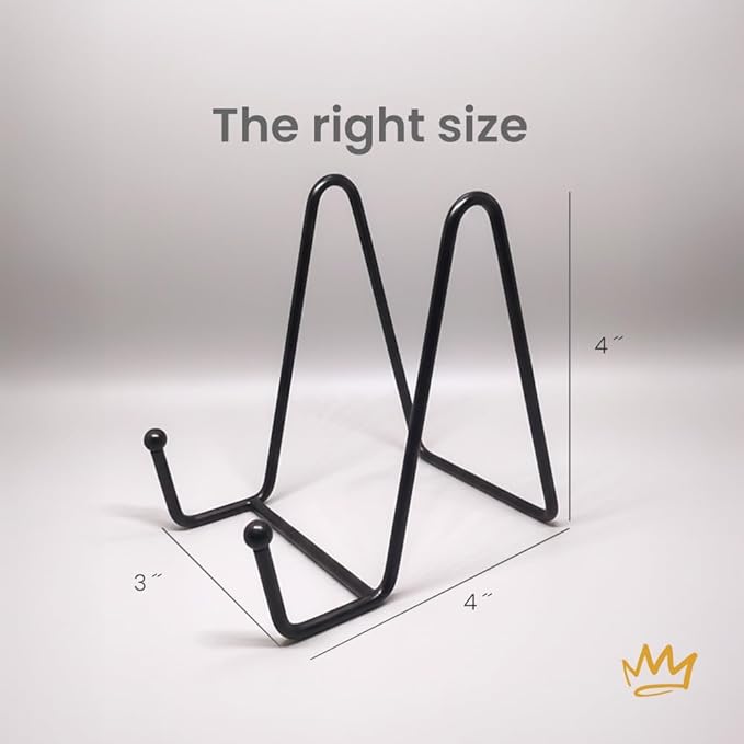 KINGDOM SOLUTIONS 4" 2-Pack Metal Stands Black – Book Stand – Sturdy Plate Holder for Art, Pictures, Books, Frames, and Decorative Displays
