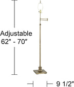 360 Lighting Westbury Traditional Floor Lamp Adjustable Height Standing Swing Arm 70" Tall Antique Brass Imperial Taupe Fabric Bell Shade Decor for Living Room Reading House Bedroom