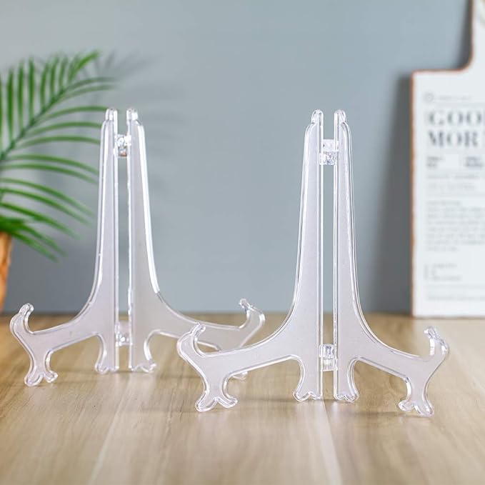 Artliving 12 Inch Plastic Display Stand, White Easel Display Photo Holder Stand, Displays Picture Frames, Cookbooks, Tablets and Art