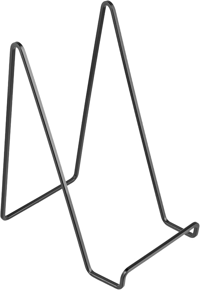 SINJEUN 8 Pack 8 Inch Display Stands, Picture Frame Holder Stand, Tabletop Picture Easel Stand, Black Iron Frame Stand for Decorative Plates, Photo Frames