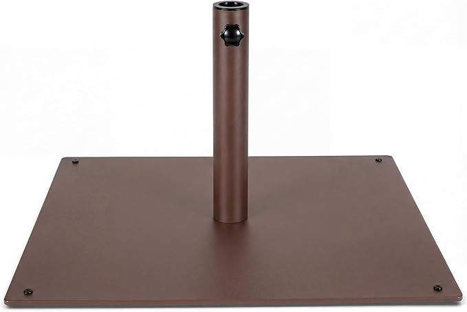 Giantex 42 lbs Patio Umbrella Base, 25 inch Heavy Duty Square Outdoor Umbrella Stand for 1.6''-1.9'' Poles, 4 Adjustable Pads Anchor Holes, Umbrella Holder for Deck Yard Poolside Garden, Brown