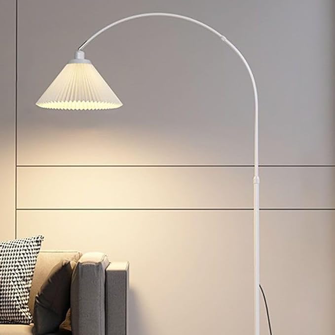 CraftThink Floor Lamp, Contemporary Metal Corner Lamp with Geometric Shade, E26 One-Light Tall Lamp Standing Lamp for Bedroom Reading Living Room, Bulb not Included (White)