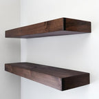 Urbandi Modern Floating Shelves 3 Inches Thick for Wall, Wide Shelves for Kitchen, Living Room, Bedroom, and Bathroom, Natural Pine Wood, Rustic Wooden Shelf, (Set of 2) (Provincial, 48Lx3Hx6D)