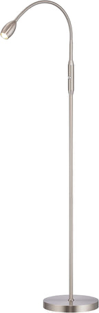 O’Bright Ray – Adjustable LED Beam Floor Lamp, Dimmable and Zoomable Spotlight, Flexible Gooseneck, Reading/Crafting Standing Lamp, Work Table Light, Brushed Nickel