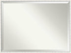 Amanti Art White Wall Mirror 31x41 Paige White Silver Rectangle Bathroom Mirror for Wall Decor Living Room, X-Large Modern Wood Frame, Hangs Horizonally and Vertically, Bathroom Decor, Beveled Edge