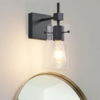 SOLFART 1 Light Vintage Vanity Light Bathroom Light Fixture Over Mirror Wall Sconces Black Bathroom Lighting