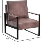 Container Furniture Classic Mid Century Modern Accent Chair with Durable Square Metal Frame, Armchair for Living Room, Bedroom, Home Office in Spotted Microfiber Upholstery, Dark Brown