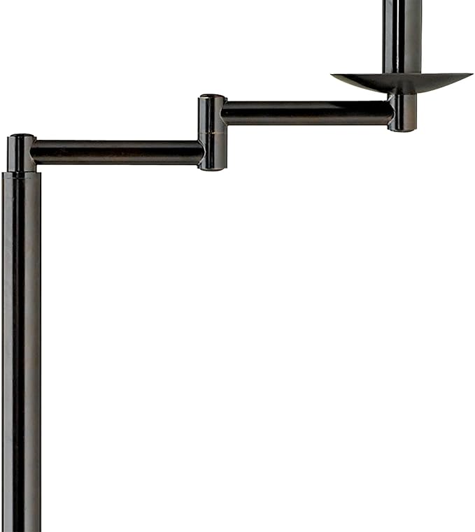360 Lighting Modern 60" Tall Standing Floor Lamp Skinny Adjustable Swing Arm Pole Brown Metal Bronze Finish Living Room Bedroom House Reading Office Home Decor Entryway Dining Beige Pleated Shade