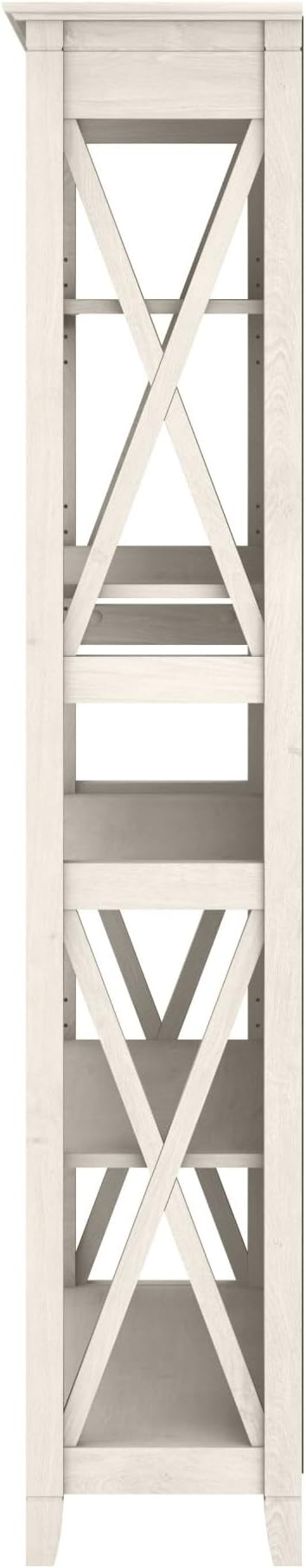 Bush Home Tall 5 Shelf Bookcase for Living Room or Home Office, Large Bookshelf, Modern Farmhouse Style, Key West Collection, Linen White Oak