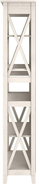 Bush Home Tall 5 Shelf Bookcase for Living Room or Home Office, Large Bookshelf, Modern Farmhouse Style, Key West Collection, Linen White Oak