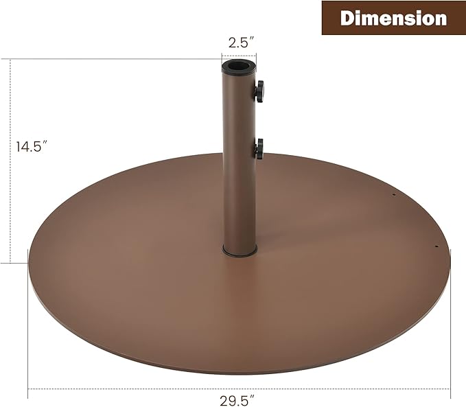 Giantex Patio Umbrella Base, 59 LBS Heavy-Duty Round Umbrella Stand, 29.5 Inch Outdoor Steel Umbrella Holder for Poolside, Backyard, Lawn, Brown